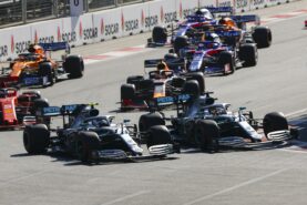 Valtteri Bottas & Lewis Hamilton, Mercedes AMG F1 W10 battle on lap 1 (2019 Azerbaijan F1 GP)