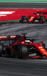 Vettel & Leclerc blind lap on Catalunya circuit