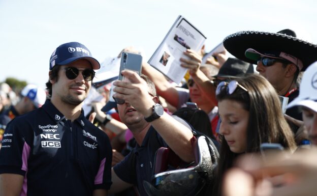 Stroll in 'transition phase' after team switch 1 Lance Stroll, Racing Point poses for a photograph with a fan French GP F1/2019