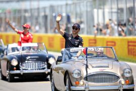 Pierre Gasly of France and Red Bull Racing waves to the crowd on the drivers parade before the F1 Grand Prix of Canada at Circuit Gilles Villeneuve on June 09, 2019 in Montreal, Canada.