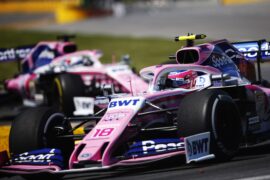 Lance Stroll, Racing Point RP19, leads Sergio Perez, Racing Point RP19 Canadian GP F1/2019