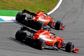 Sebastian Vettel and Charles Leclerc, Ferrari SF90 during practice for the Hockenheim 2019 German F1 GP credit: @Scuderia Ferrari Press Office