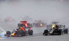 Max Verstappen (33) Red Bull RB15 leads Romain Grosjean the (8) Haas F1 Team VF-19 Ferrari on track during the F1 Grand Prix of Germany at Hockenheimring on July 28, 2019 (Photo by Mark Thompson/Getty Images)