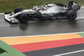 Lewis Hamilton drives the Mercedes W10 into the pit lane. 2019 German F1 GP at Hockenheim
