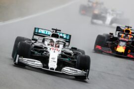 Lewis Hamilton (Mercedes) leads Max Verstappen (Red Bull). 2019 German F1 GP at Hockenheimring