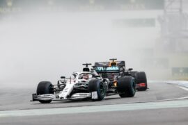 Lewis Hamilton (Mercedes) leads Max Verstappen (Red Bull). 2019 German F1 GP at Hockenheimring