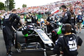 Romain Grojean's car on the grid of the 2019 Hungarian GP on Hungaroring