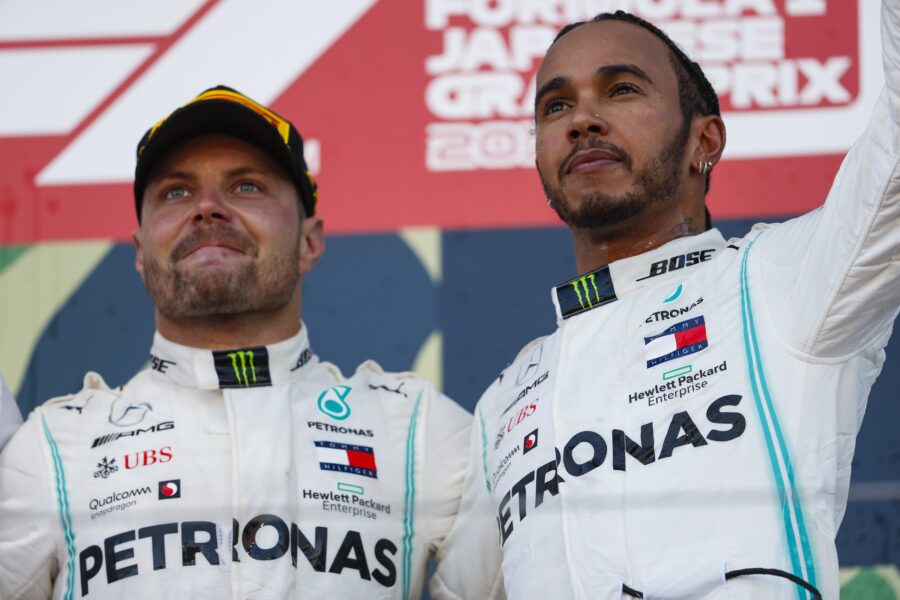 Hamilton & Bottas Celebrate Six F1 World Titles with Petronas