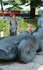 Statue of Juan Manuel Fangio that stands at the infield of the Monza circuit