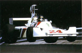 James-Hunt driving the Hesketh around the Nurburgring during the 1975 German GP