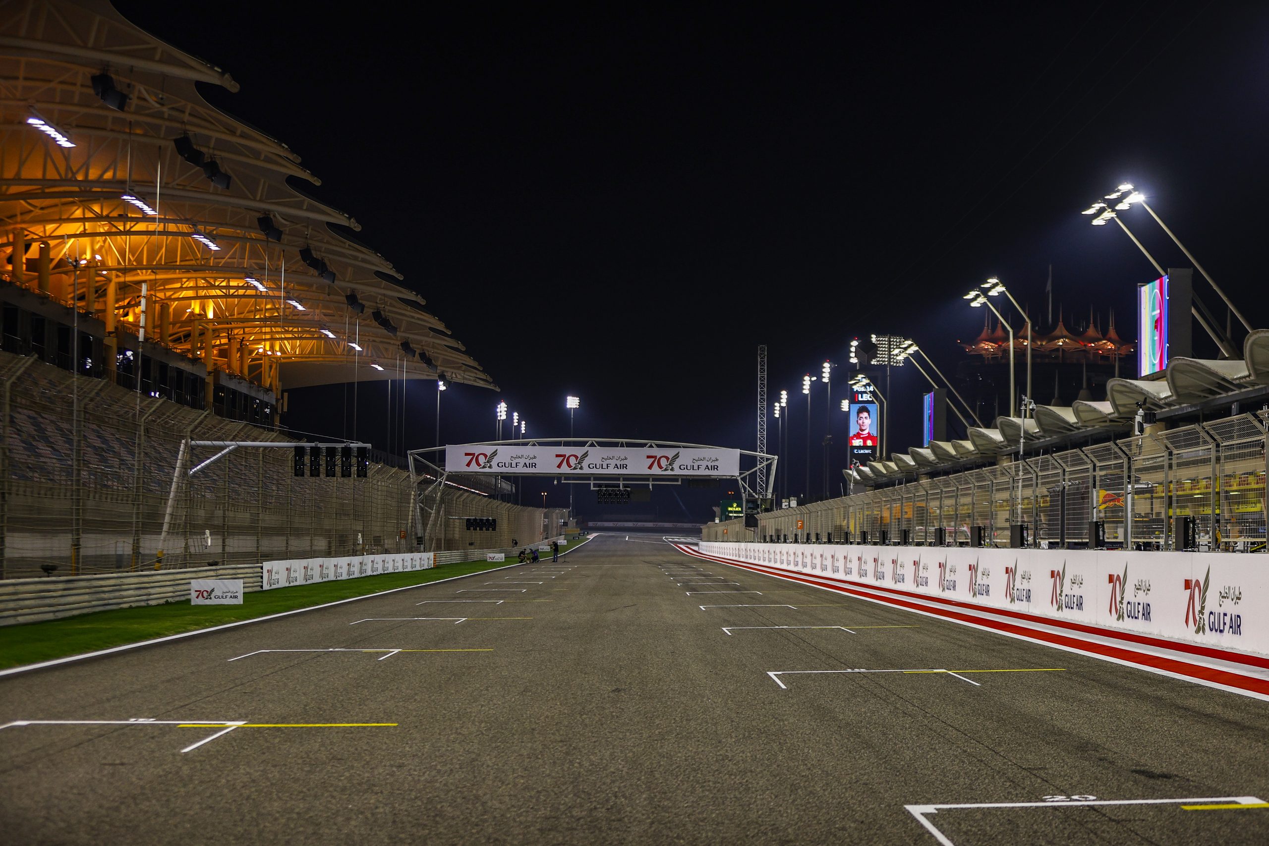 F1 Starting Grid 2020 Bahrain Grand Prix Race in the desert