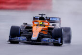 Onboard of Norris driving the new McLaren MCL35M on Silverstone