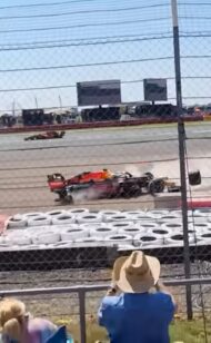 Fan footage of Verstappen's crash outside of Copse corner