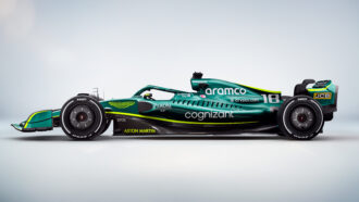 The Aston Martin AMR22 left view