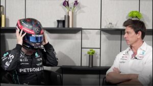 Mercedes Toto Wolff and "George Russell" debrief
