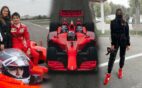 Leclerc giving his girlfriend Charlotte Siné the F1 experience